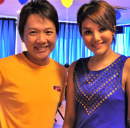Birthday party photo with celebrity Norfasarie Yan Amin